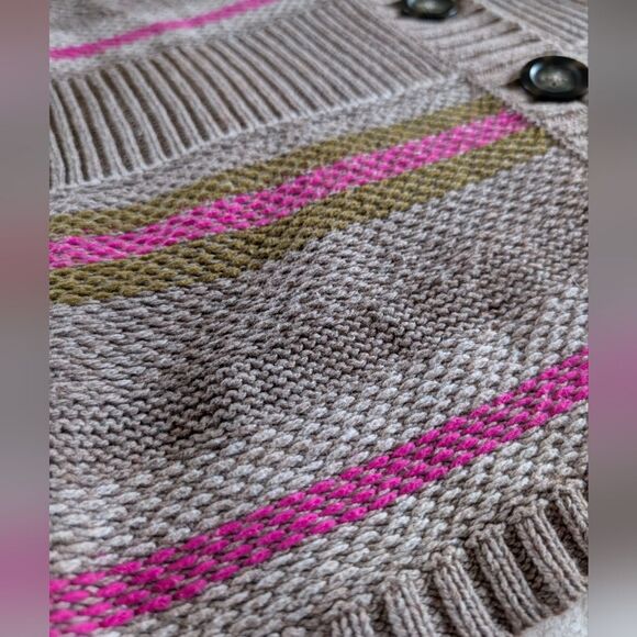 Old Navy 3/4 Sleeve Button Knit Cardigan w/ Collar, Small Taupe, fuchsia &olive - Picture 10 of 10